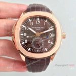 Copy Swiss Patek Philippe Aquanaut Travel Time Rose Gold Brown Watch